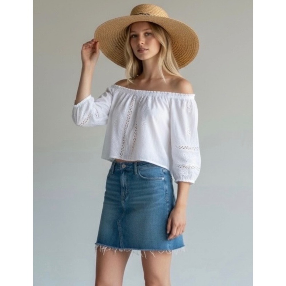 Calvin Klein Jeans Blue Denim Size 32 Raw Hem Mini Skirt Festival Western
